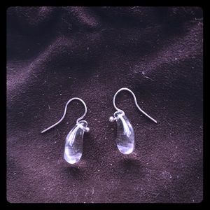 Elsa Peretti Tear Drop Crystal Platinum Earrings